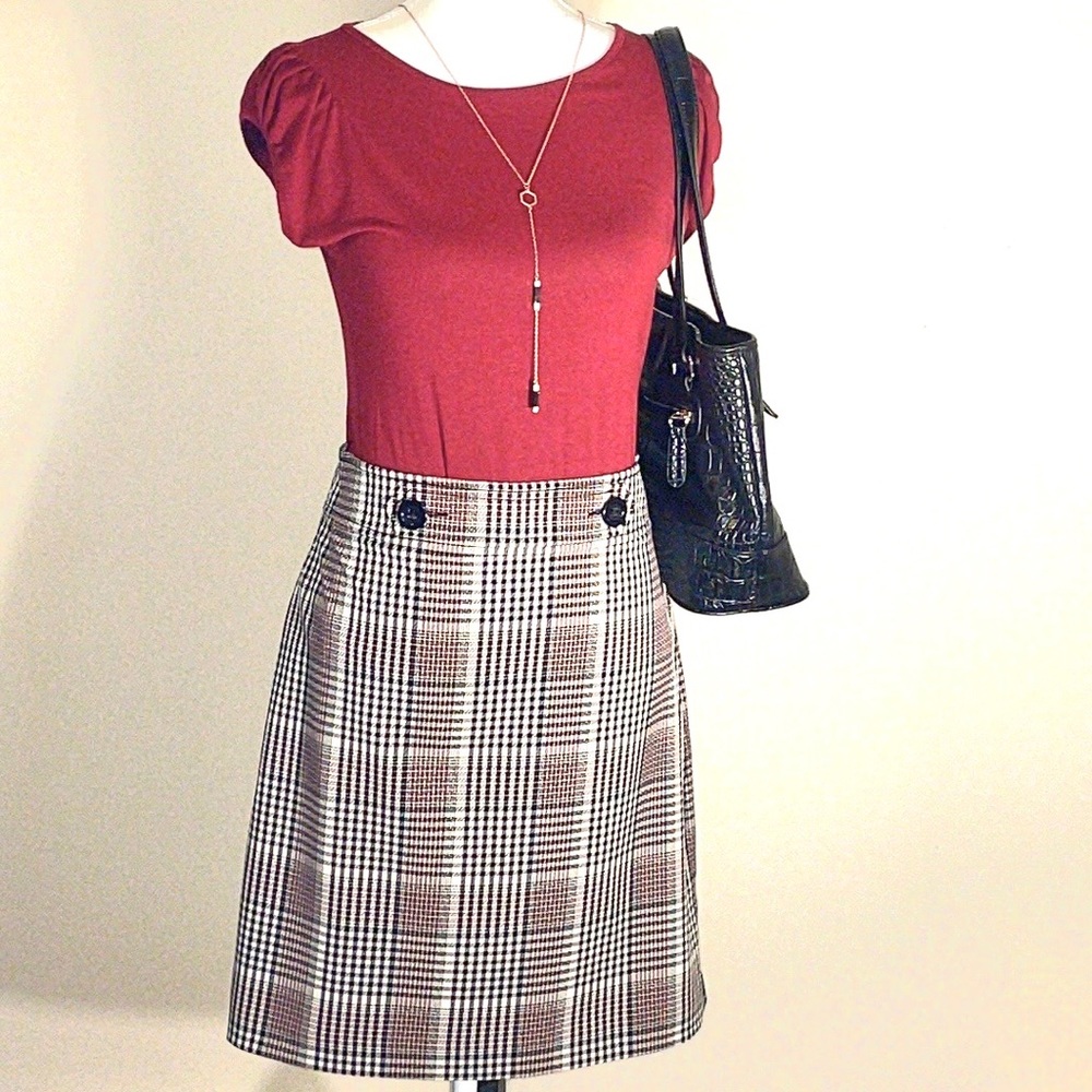 Ann Taylor Houndstooth Skirt 6